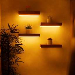 Wall shelf with warm LED lights XS