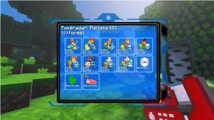 Меню Pokéradar