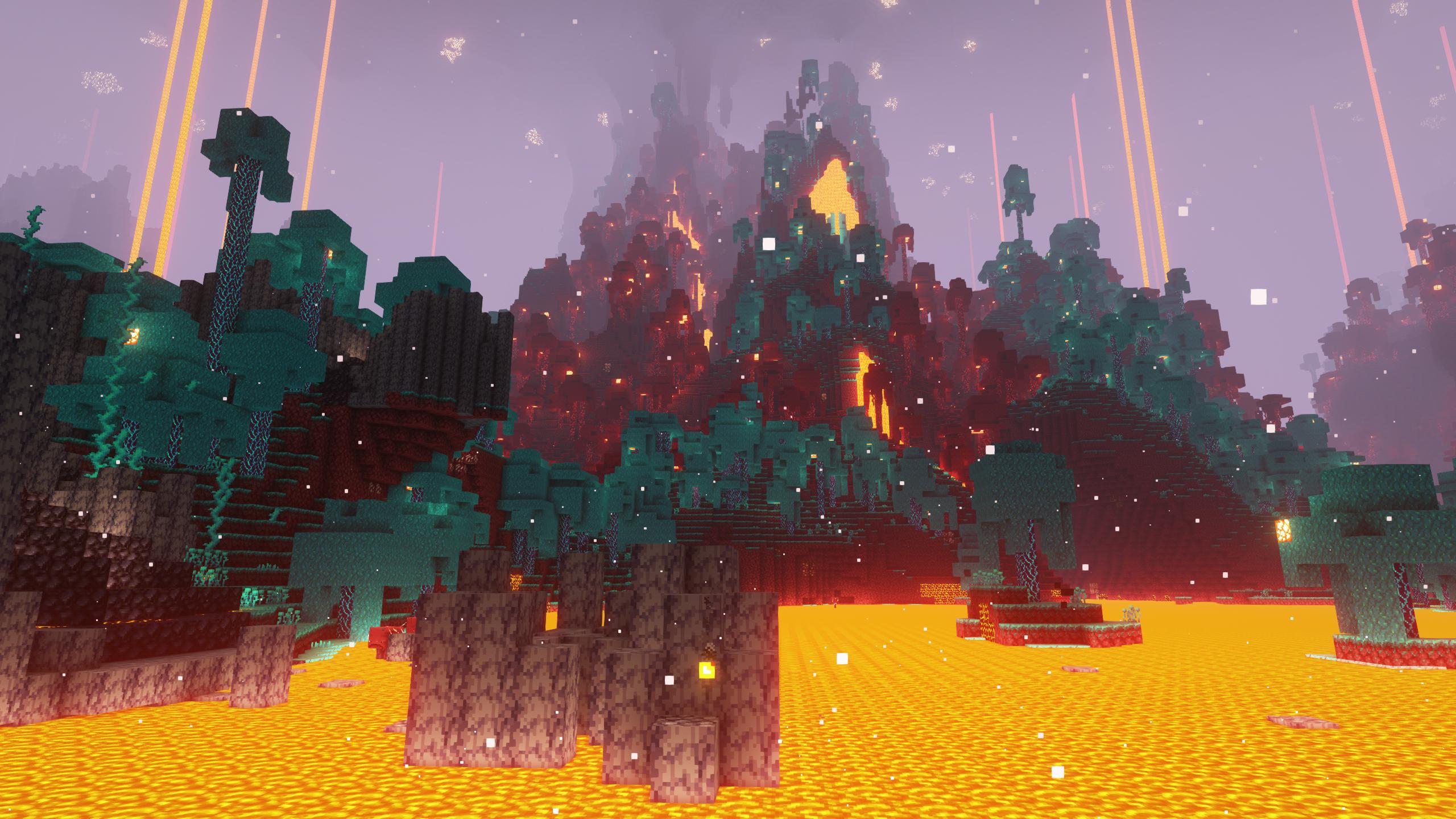 Пример рельефа с 3D-биомами и горами в Amplified Nether