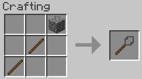 Stick + Stick + Cobble = Stone Builder's Wand