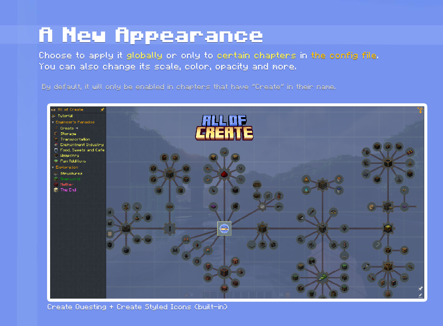 Интерфейс мода Create Questing
