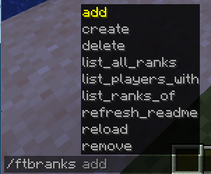 Пример команд для FTB Ranks