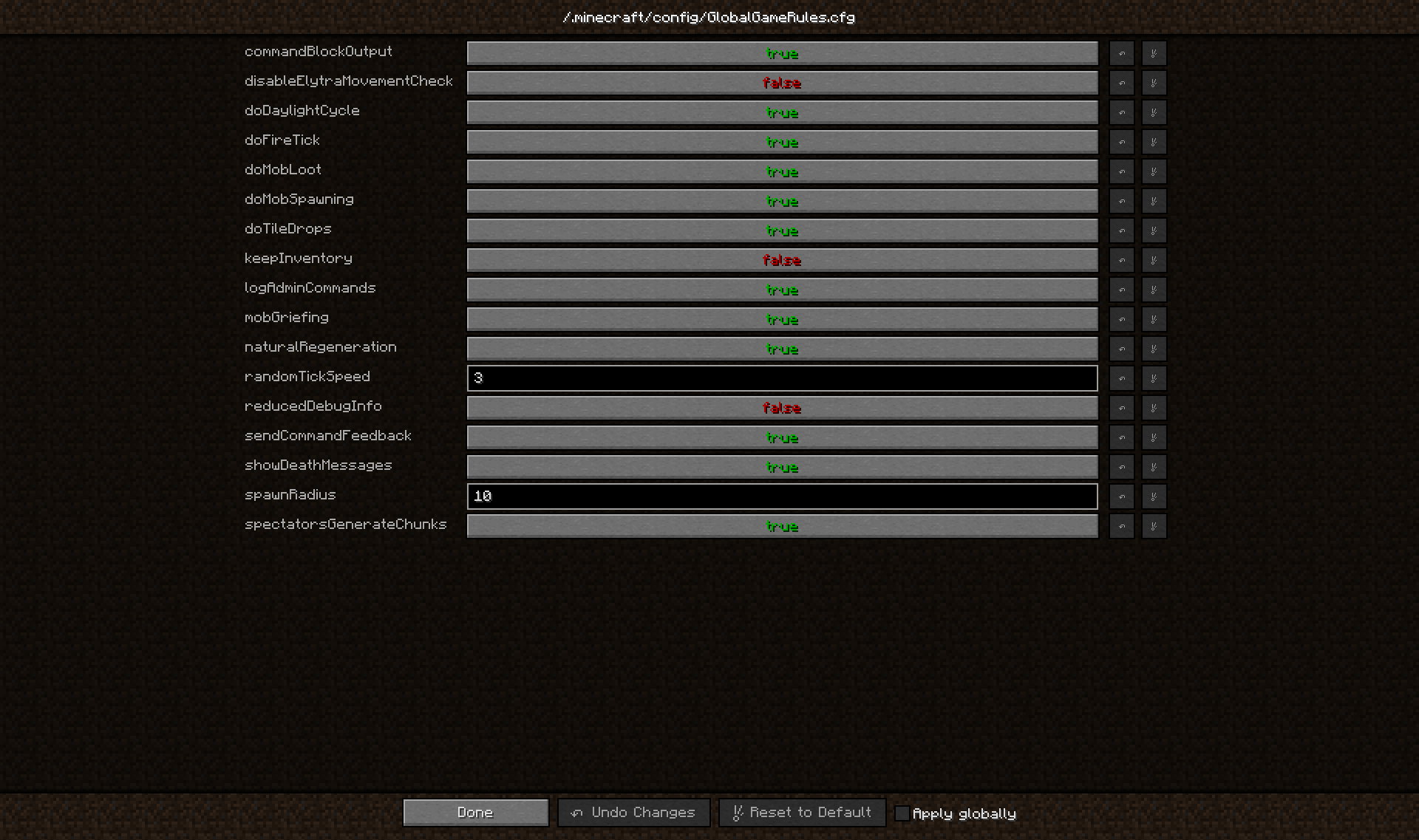 Конфигурация для версий 1.9 и 1.10.2