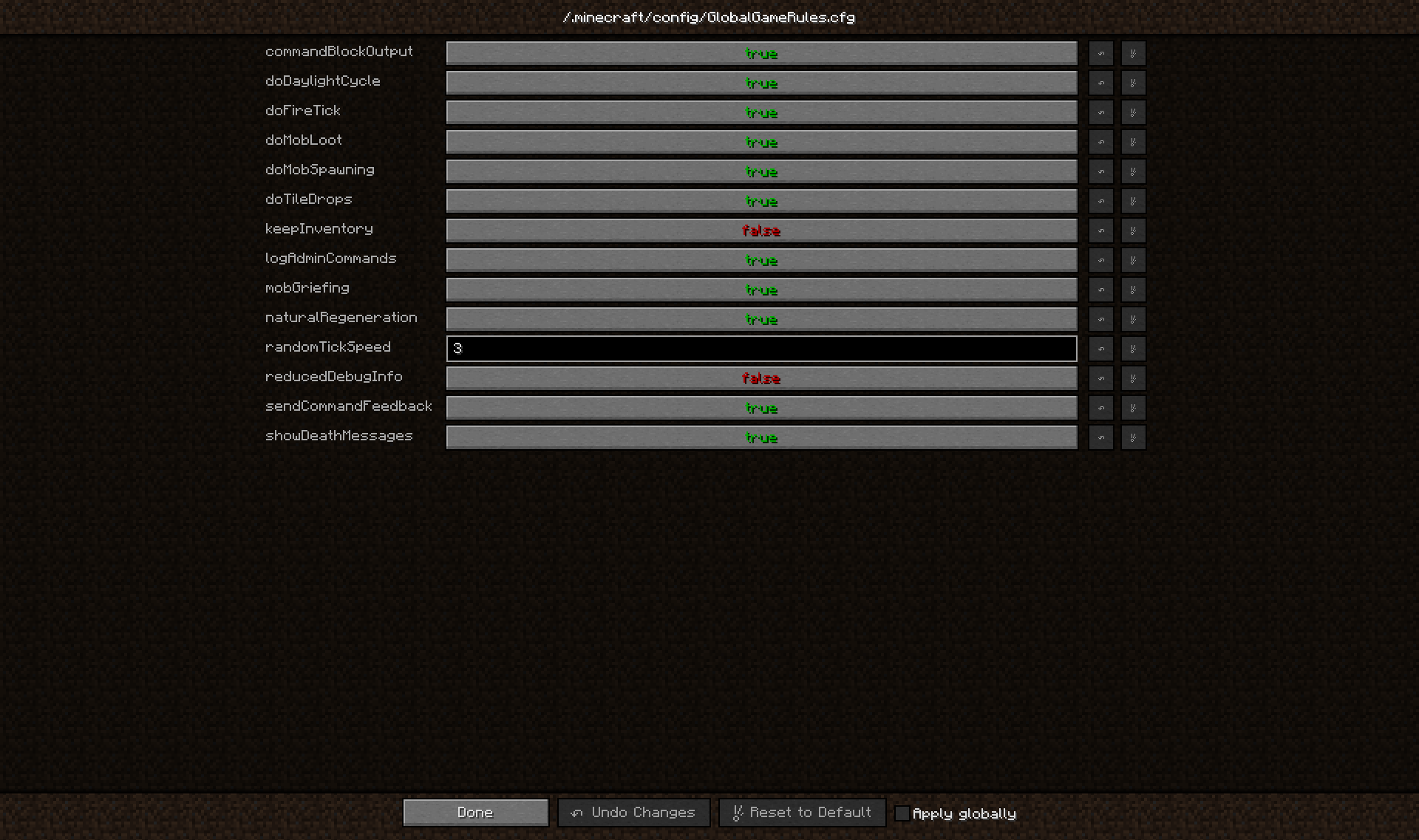 Конфигурация для версии 1.8.9