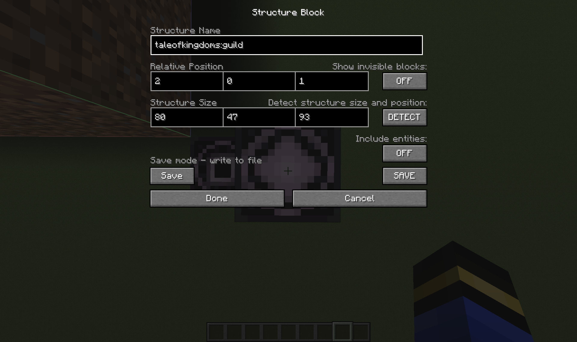 Интерфейс мода Huge Structure Blocks