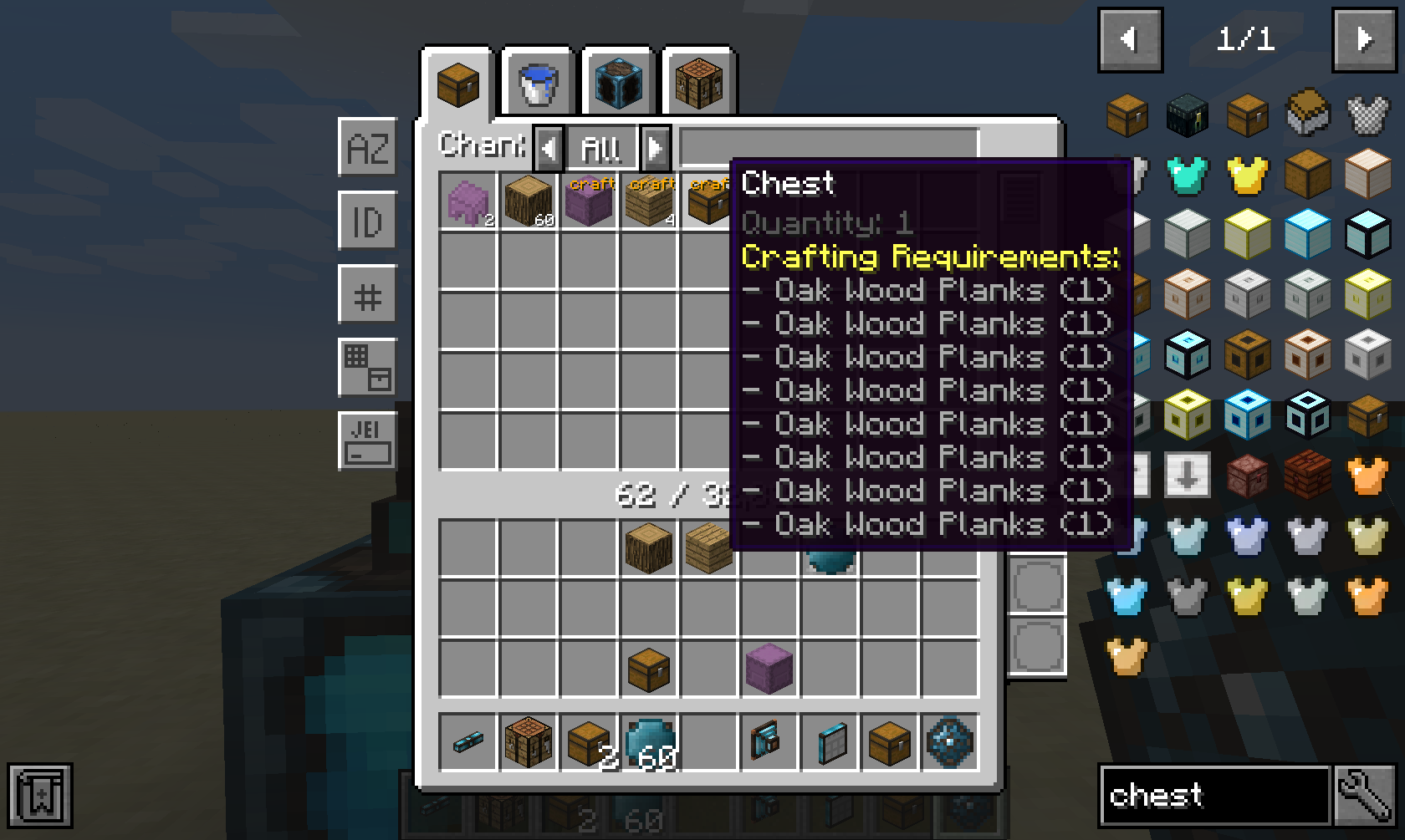 Crafting options in Storage Terminal