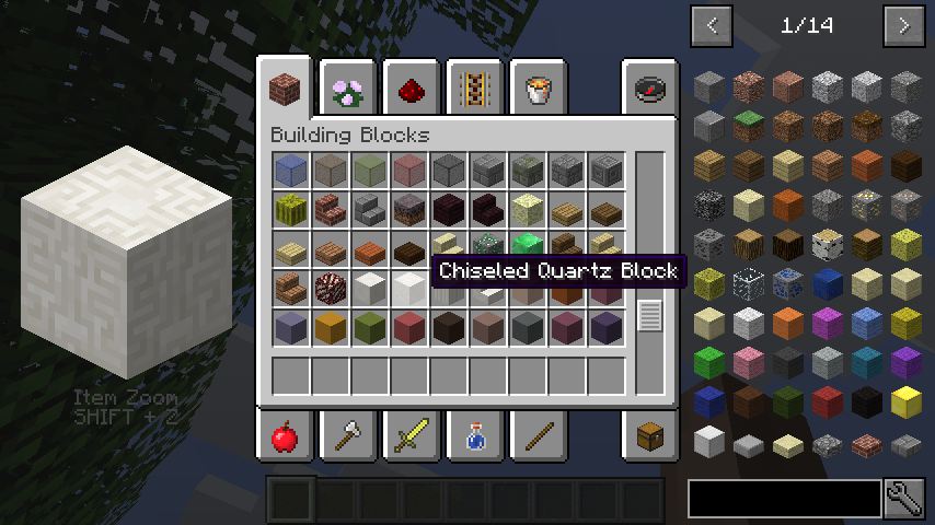 Отображение увеличенного предмета в Minecraft