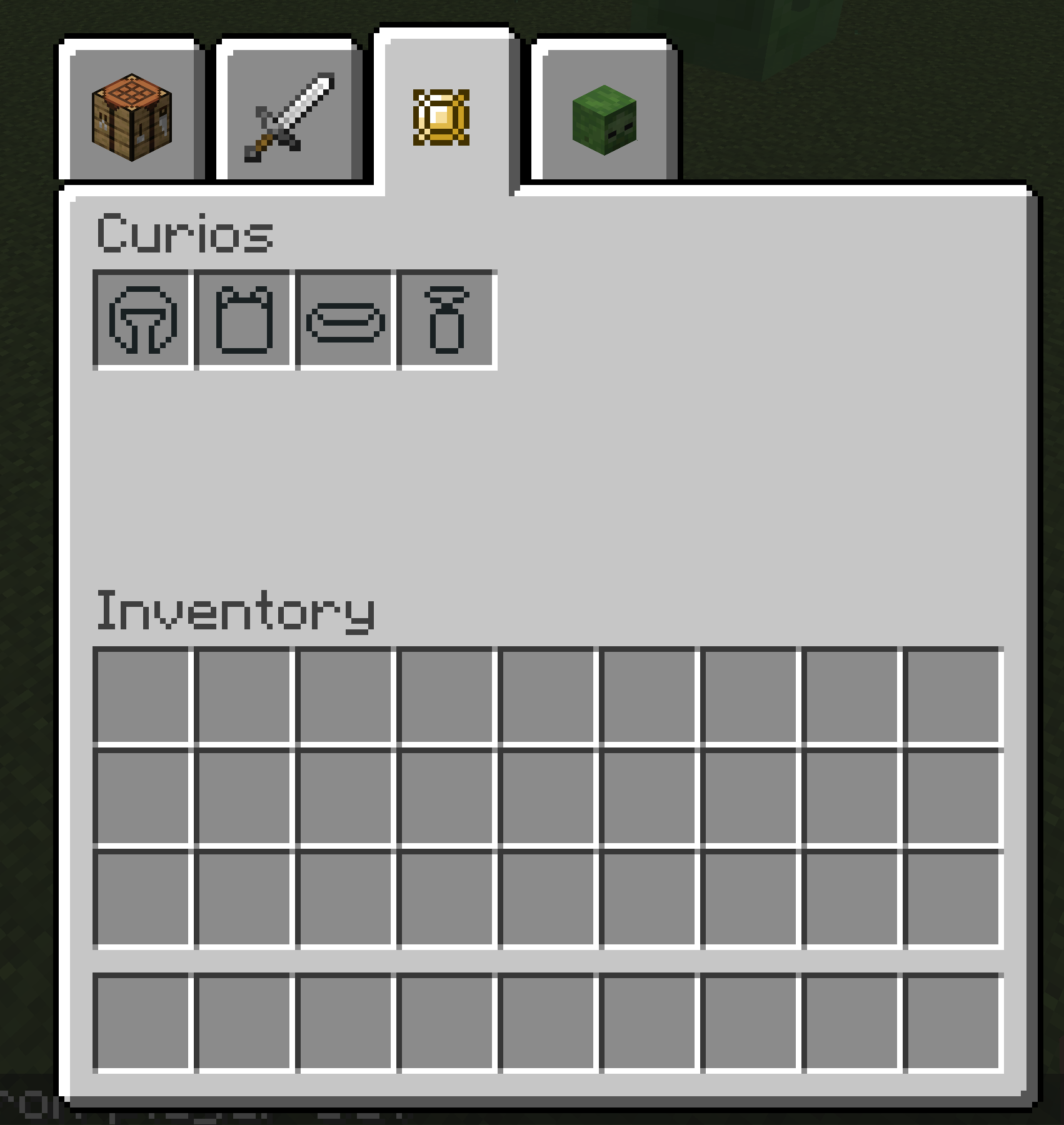 Пример вкладки Curios