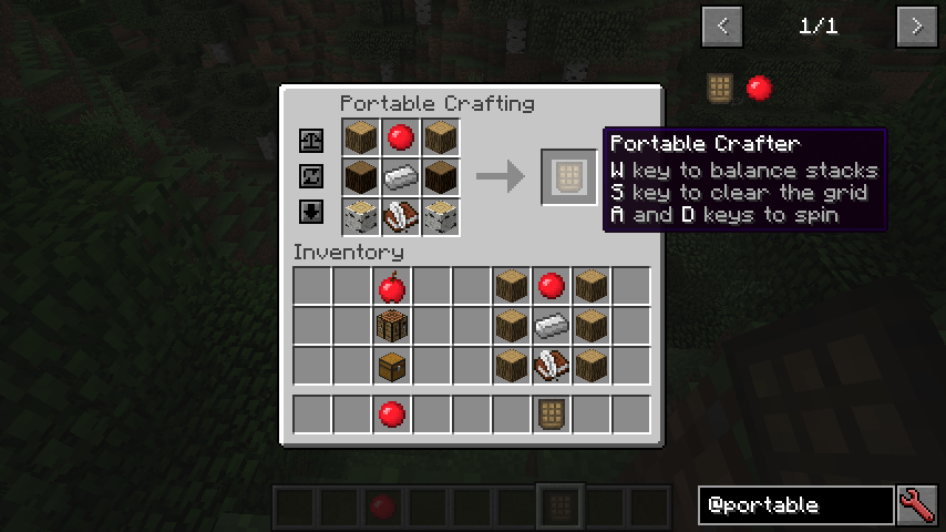 Интерфейс переносного верстака Portable Crafting