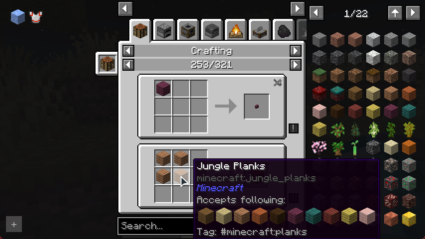 Интерфейс мода Roughly Enough Items