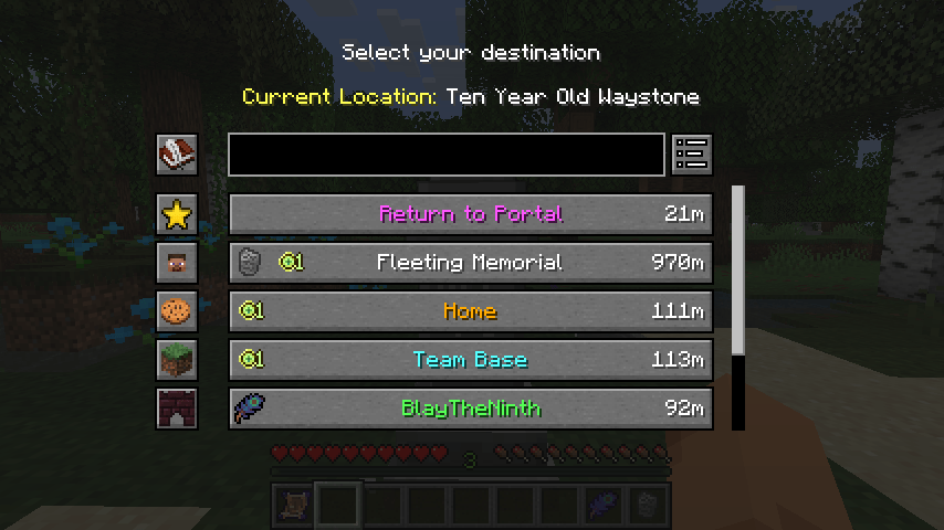 Waystones Selection Screen