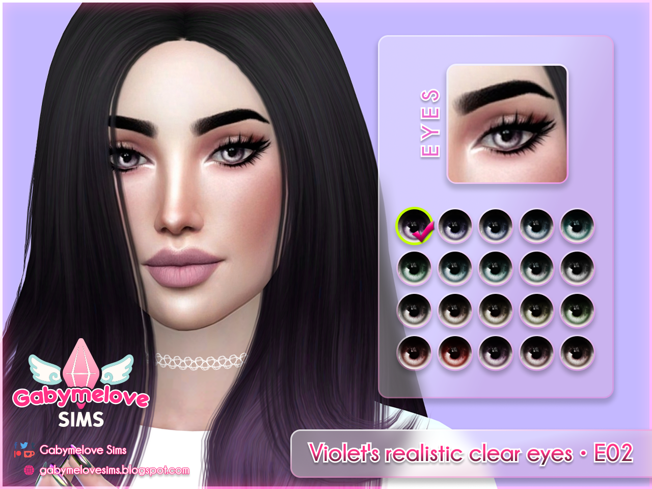 Violet’s Realistic Eyes • E02 (Default & Contacts) – Natural Eye Colors, Clear Detail — изображение 1