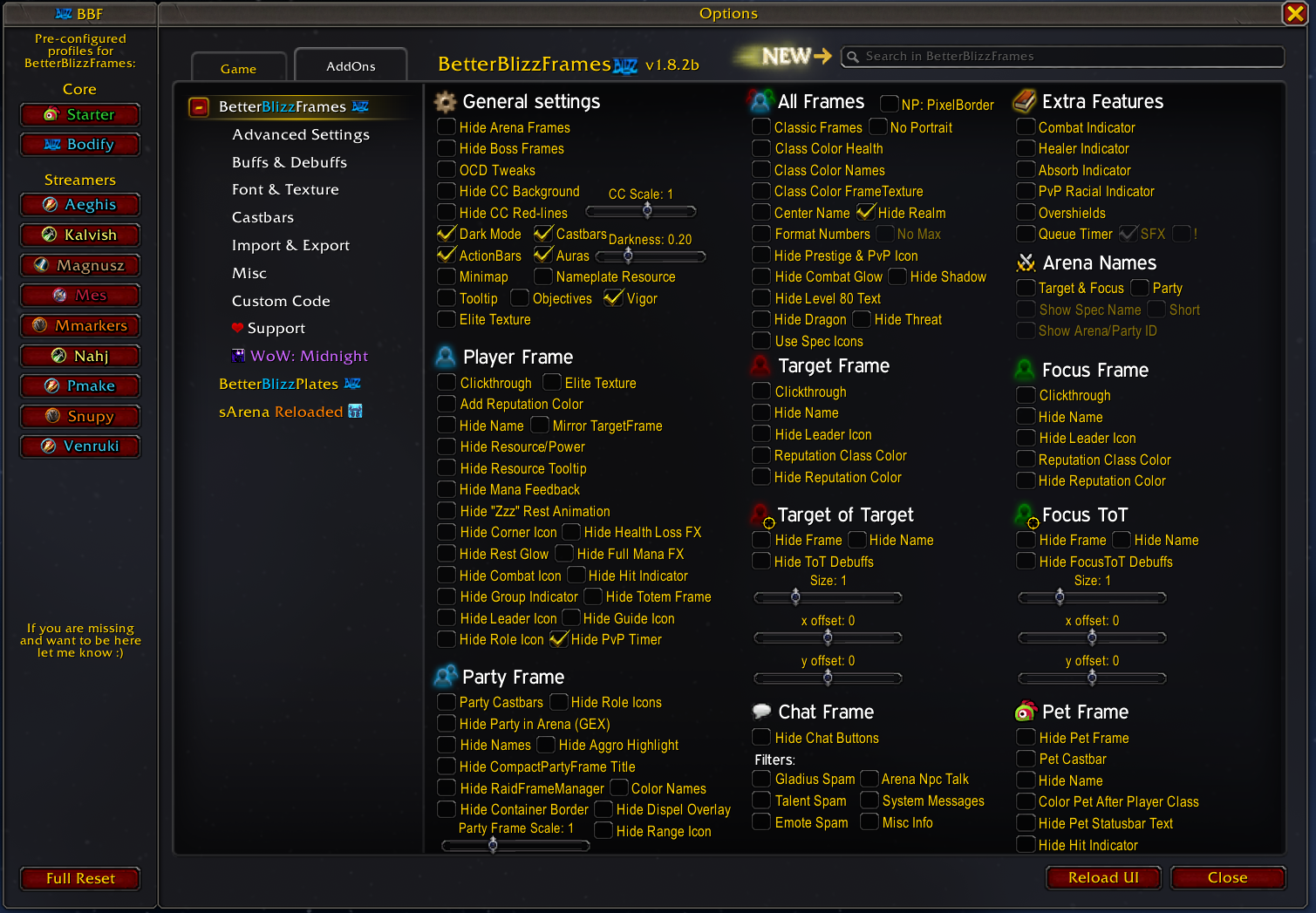 BetterBlizzFrames Settings