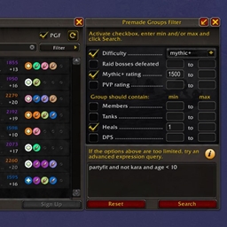 Premade Groups Filter